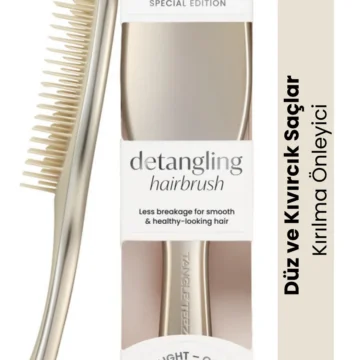 Ultimate Detangler Chrome Champagne Gold Islak & Kuru Düz ve Kıvırcık Saçlar için Saç Fırçası-Tarak