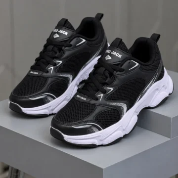 Unisex Beyaz Siyah Poli Taban Anorak Desenli Yüksek Taban Bağcıklı Spor Ayakkabı