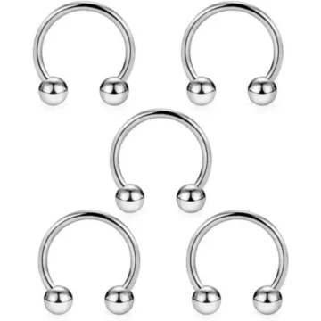 Unisex Gümüş Cerrahi Çelik 5'li Set Spayk Kaş Ve Rook Piercing