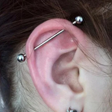 Unisex Gümüş Renk Cerrahi Çelik Industrial Köprü Piercing