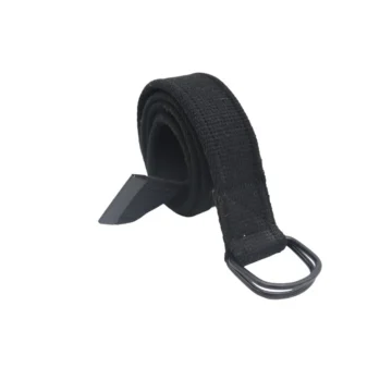 Unisex Siyah Çift Halkalı Siyah Tokalı Dokuma Canvas Kot Spor Bez Kemer