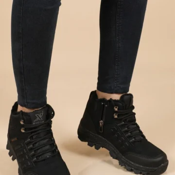 Unisex Siyah Içi Yünlü Fermuarlı Bot X Step