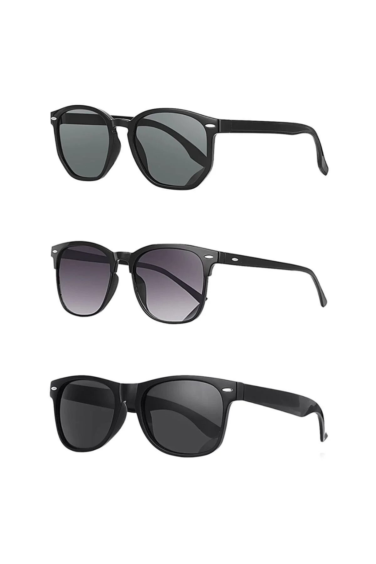 Uv400 Korumalı Unisex Güneş Gözlüğü 3'lü Fırsat Seti