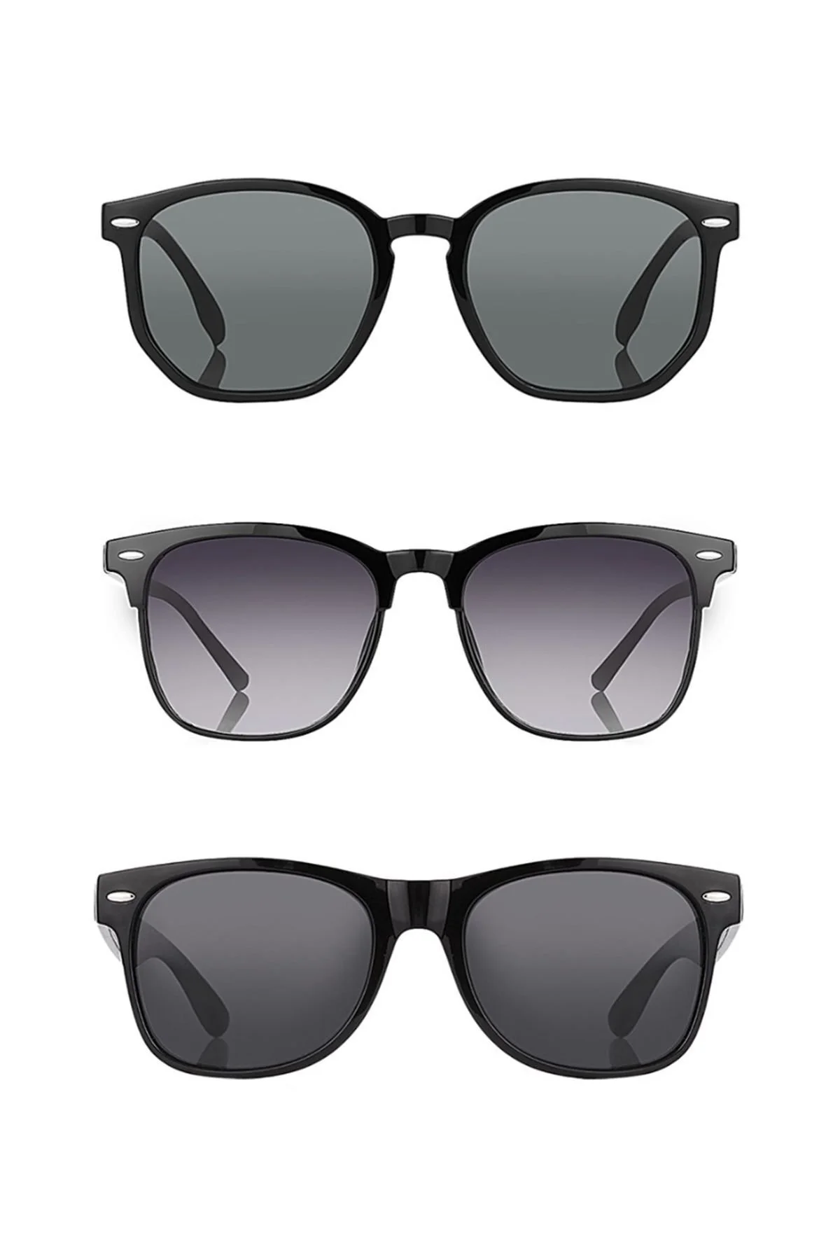 Uv400 Korumalı Unisex Güneş Gözlüğü 3'lü Fırsat Seti - Görsel 2