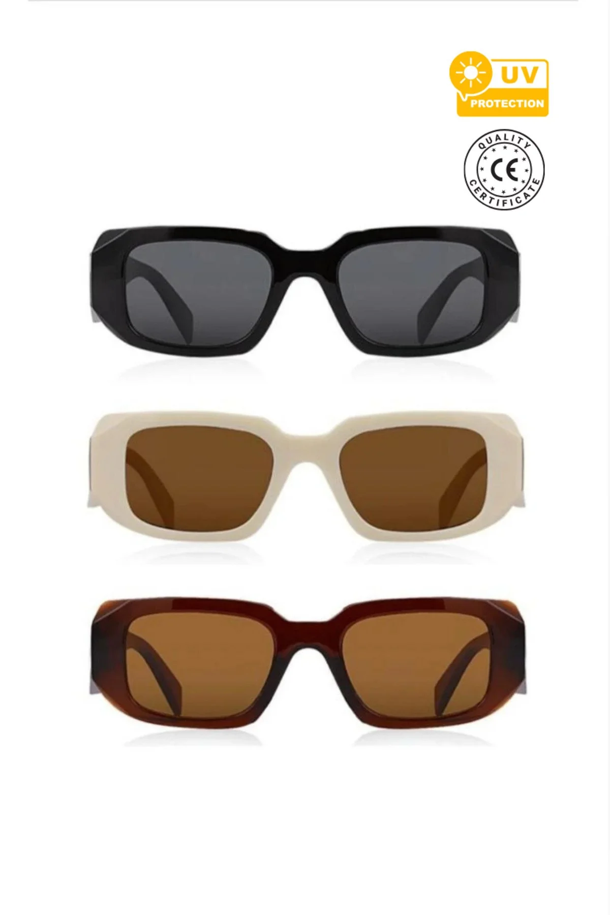 Uv400 Koruyucu Unisex Güneş Gözlüğü 3 Lü Set 1038 - Görsel 4