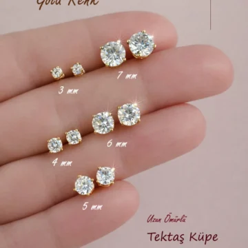 Uzun Ömürlü Rodyum Tektaş Küpe Zirkon Taş Xuping Küpe