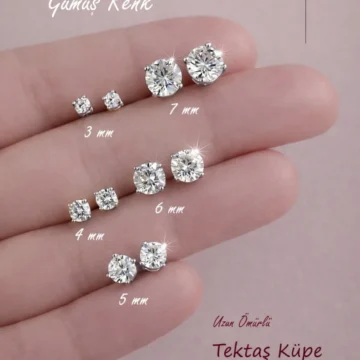 Uzun Ömürlü Rodyum Tektaş Küpe Zirkon Taş Xuping Küpe
