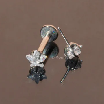 Vidasız Çelik Yıldız Taşlı Tragus Conch Helix Kıkırdak Kulak Piercingi (1 Adet)