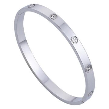 X-Lady Accessories Kadın Gümüş Alaşım Kelepçe Taşlı Bileklik