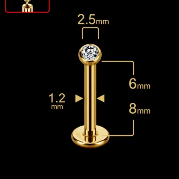 Yarım Küre Taş 316L Cerrahi Çelik Labret Piercing