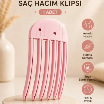 Yeni Hacim Verici Kore Tarağı 6+3 Dişli Klips Tarak Ultra Hacim Görüntüsü 2'li Set