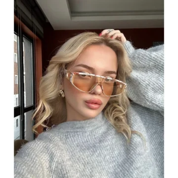Yeni Sezon Şık Tasarım Mermer Desenli Çerçeve Nude Cam Vintage Unisex Güneş Gözlüğü