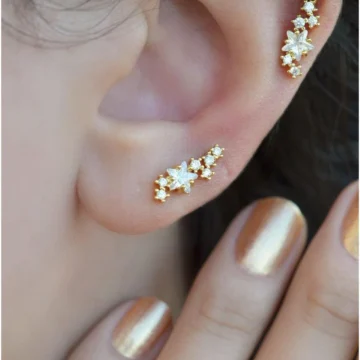 Yıldızlı Piercing Tragus Helix Kıkırdak Gold Renk