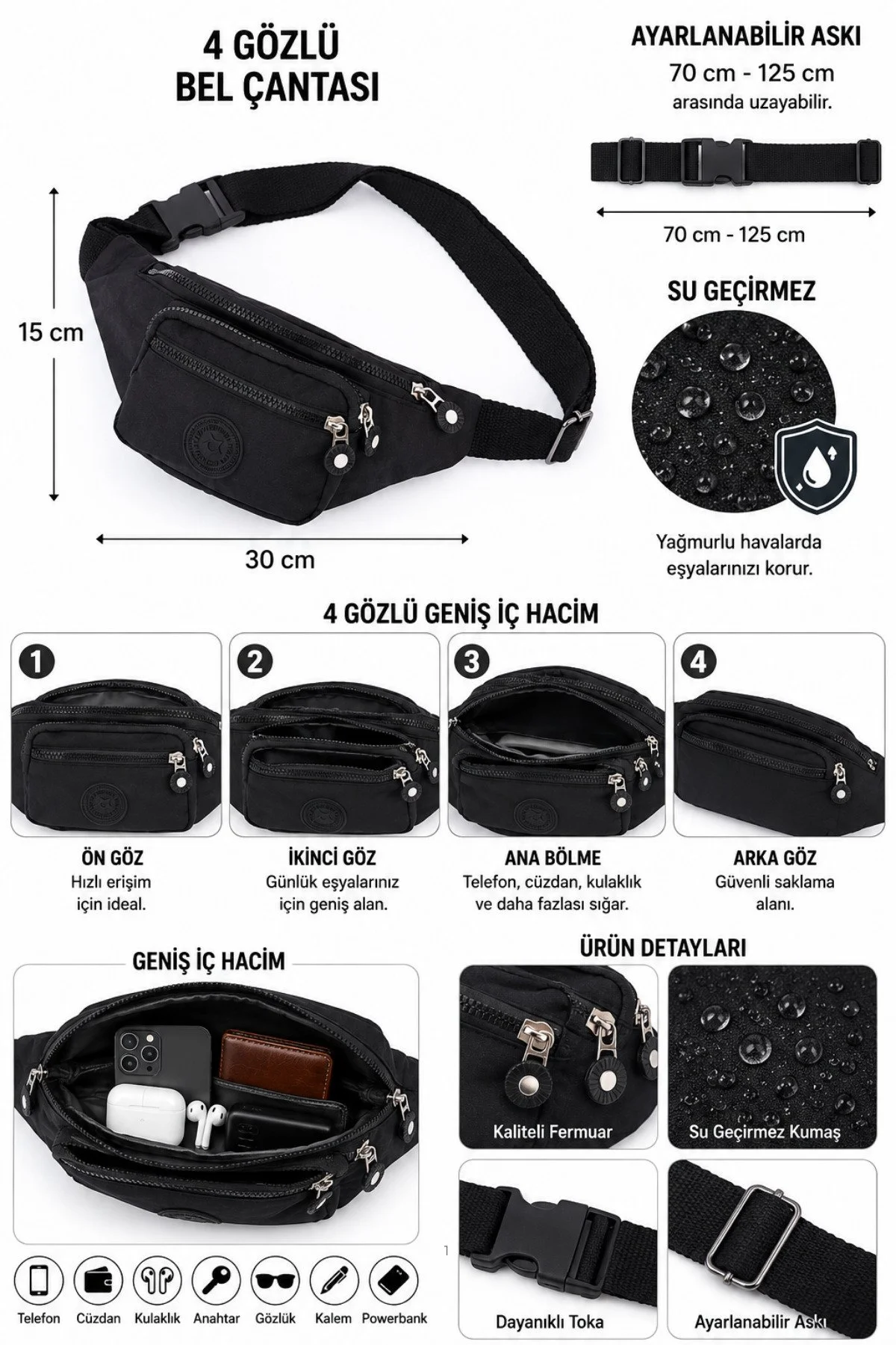 Yuppy Club Unisex Krinkıl Çapraz Askılı Bel Omuz Ve Spor Çantası - Görsel 12