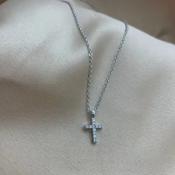 Zirkon Taşlı Altın Kaplama Haç Kolye
