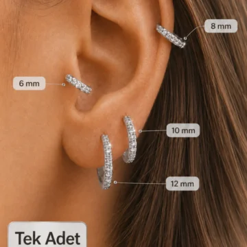 Zirkon Taşlı Halka Piercing Tragus Helix Conch Kıkırdak Tek Adet Minimal