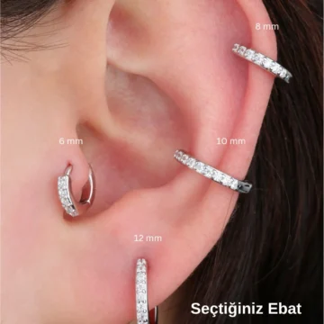 Zirkon Taşlı Halka Tragus Helix Lobe Conch Rook Cerrahi Çelik Piercing