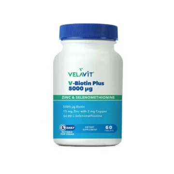 V-Biotin Plus 5000 μg - Biotin, Selenyum, Çinko ve Bakır içeren Takviye Edici Gıda - 60 Tablet